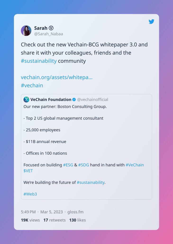 VeChain Foundation Announces Collaboration with Boston Consulting Group