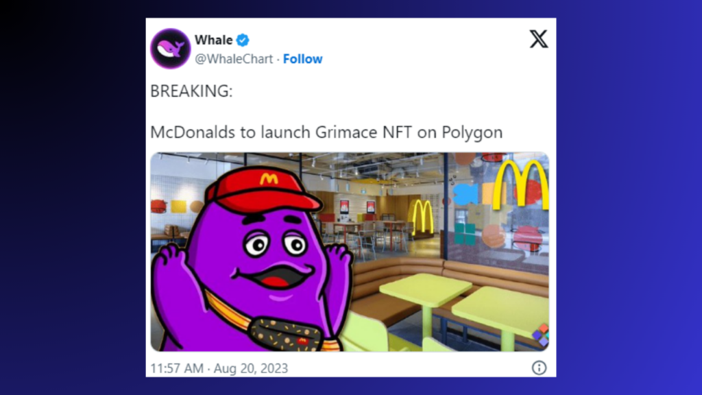 McDonald's Unveils Exclusive Grimace NFTs on Polygon Blockchain, Limited to Singapore
