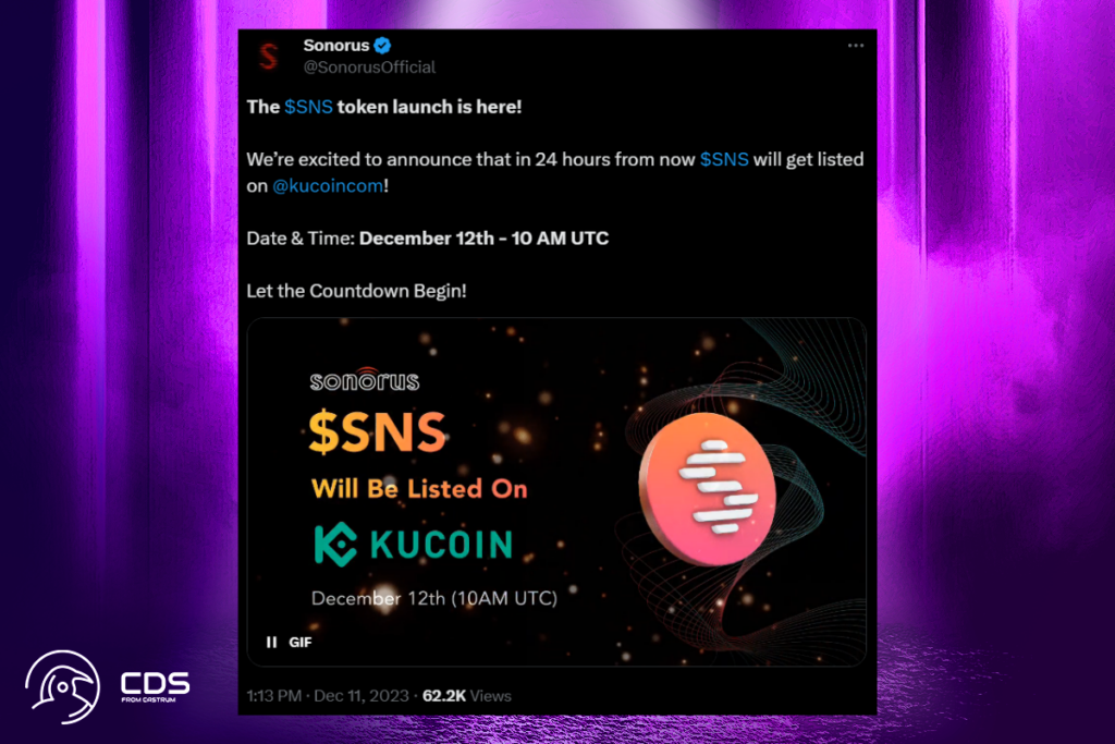 Sonorus Crypto to List on KuCoin as of December 12