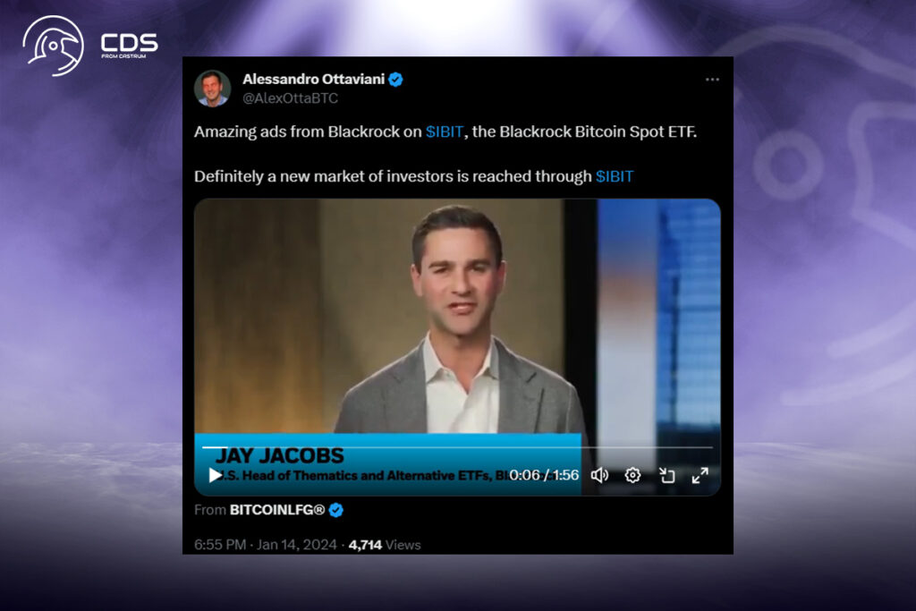 BlackRock Bitcoin ETF Commercial: Firm Chooses Jay Jacobs as the Face of the Ad
