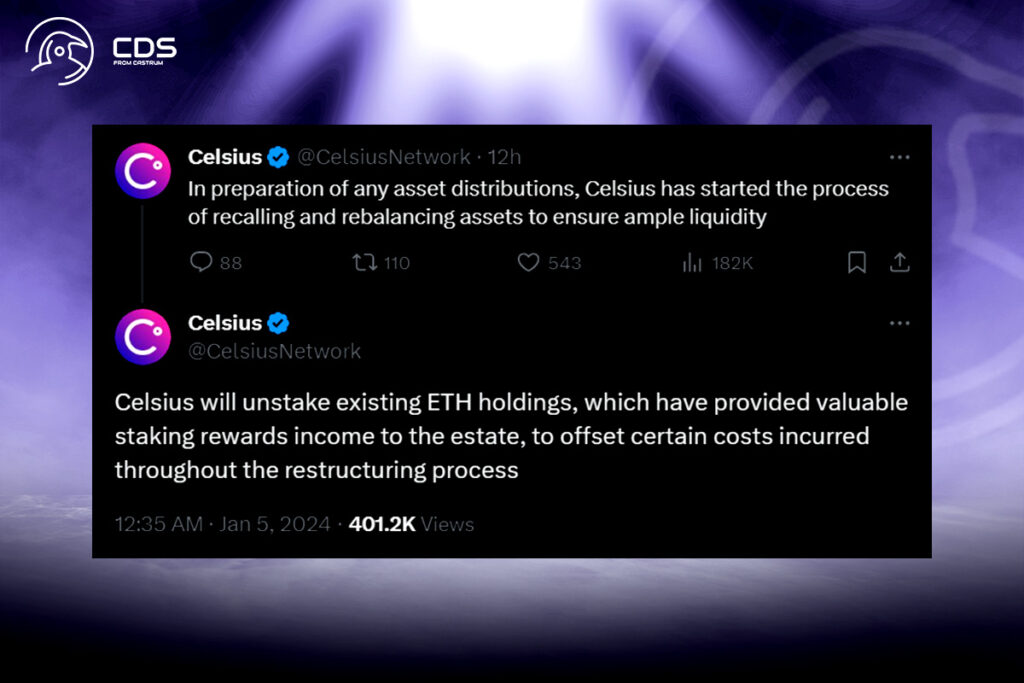Breaking News: Celsius ETH Assets to be Unstaked