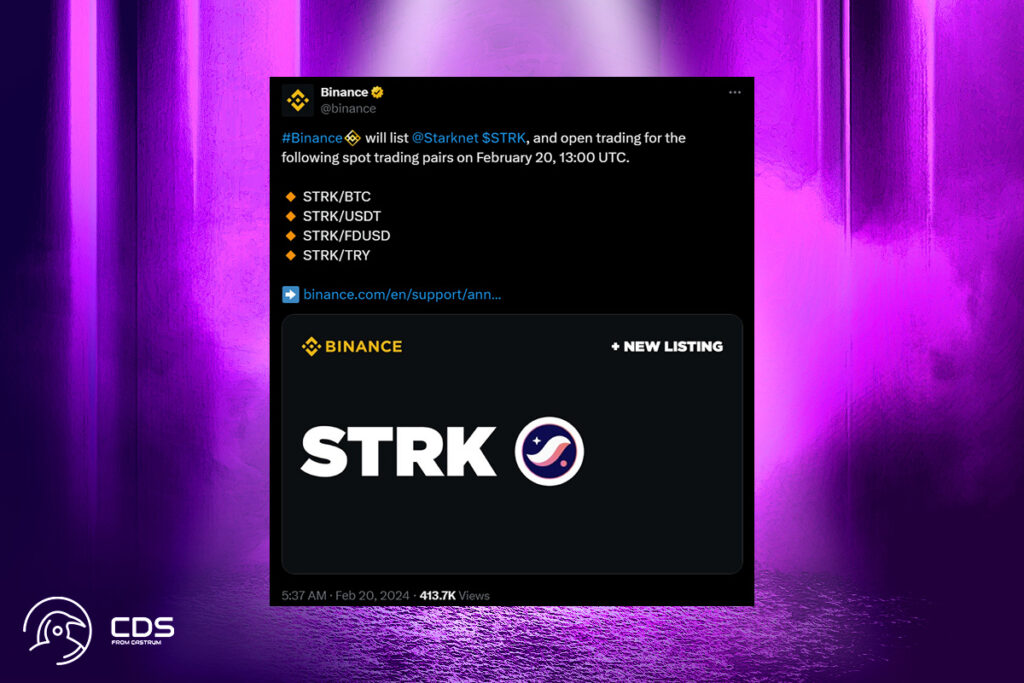 STRK Crypto is Listed on Binance as of February 20