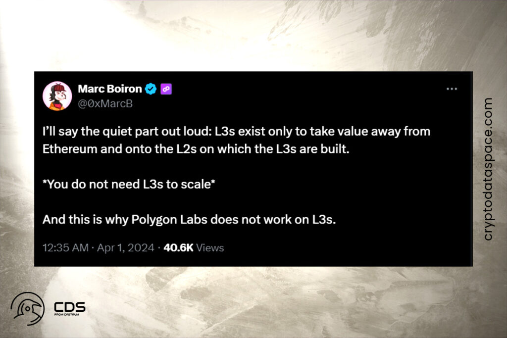 Polygon CEO Boiron Says L3s Only Exist to Devalue Ethereum