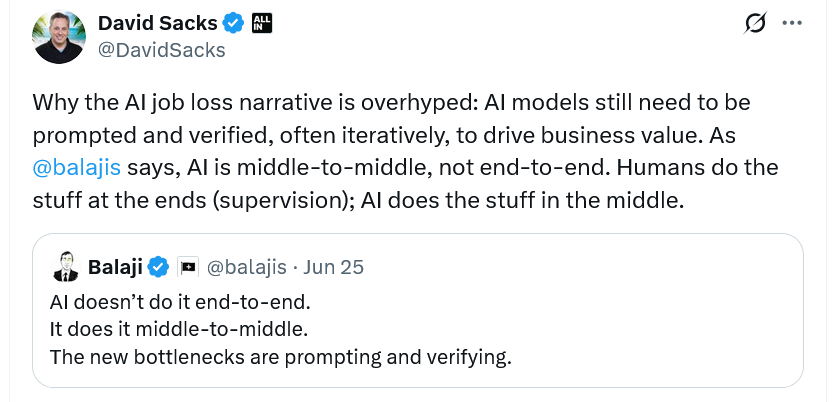 David Sacks Pushes Back on AI Job Loss Fears in Crypto Industry