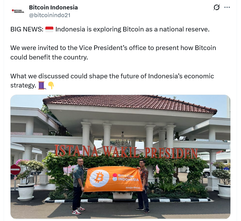BTC News - Indonesia Explores Bitcoin as a National Reserve Asset