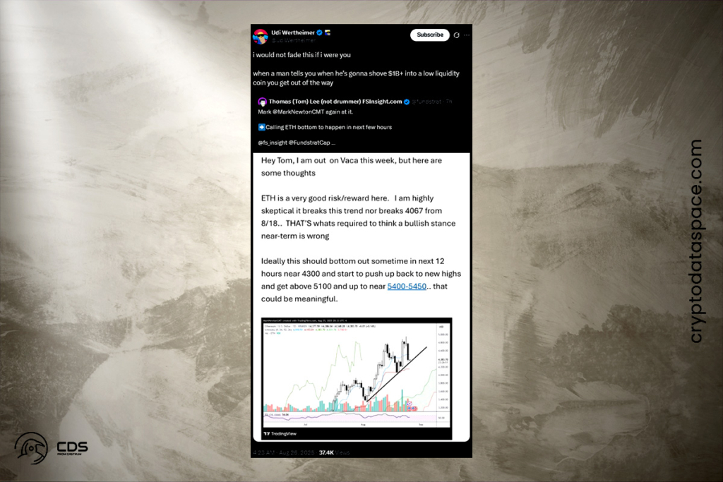 Tom Lee Predicts ETH Bottom: Is a Price Crash Over?
