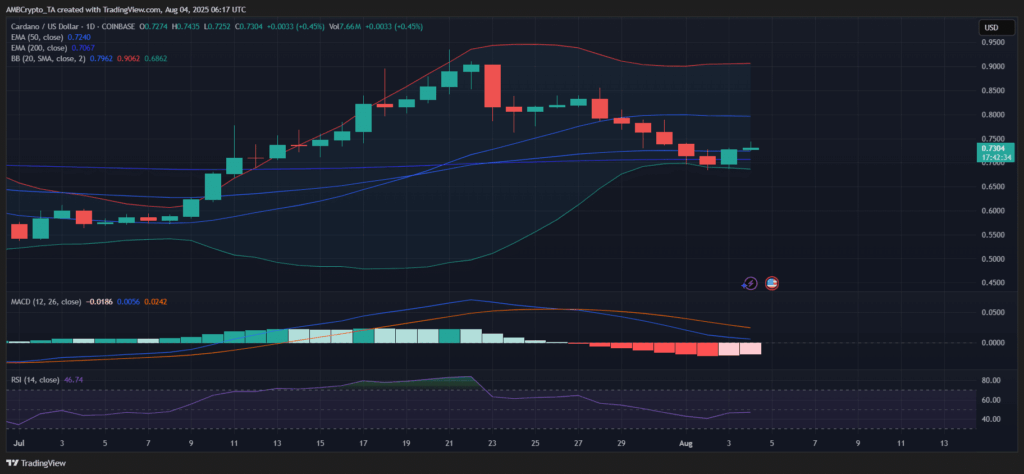 Cardano Price Rises Amid $70M Grant and Surge in Developer Activity