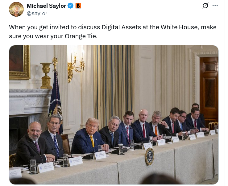 Michael Saylor, Tom Lee Among Executives Joining US Bitcoin Reserve Talks