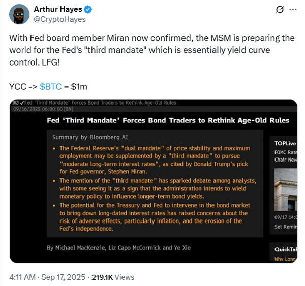 Fed’s “Third Mandate” Could Boost Bitcoin as Dollar Faces Pressure