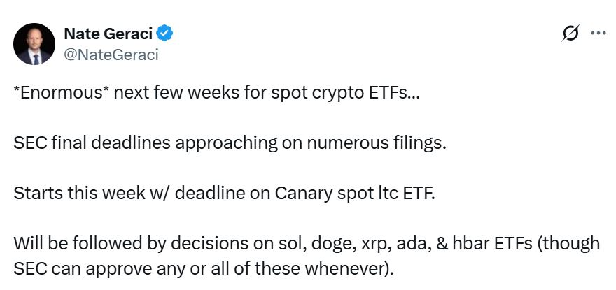 SEC Faces Final Decisions on 16 Crypto ETFs in October