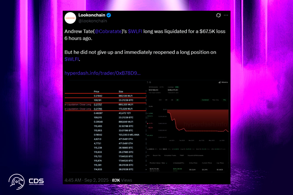 Andrew Tate Takes Heavy WLFI Loss But Refuses to Back Down