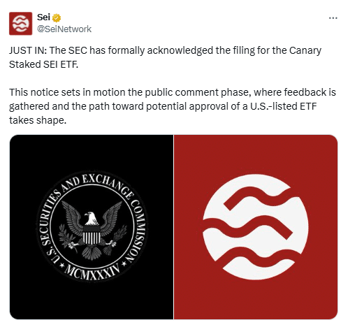 SEI Turns Bullish After SEC Acknowledges ETF Filing