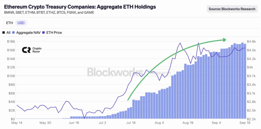 Ethereum’s Rising Treasury Holdings Amid Increasing Market Leverage