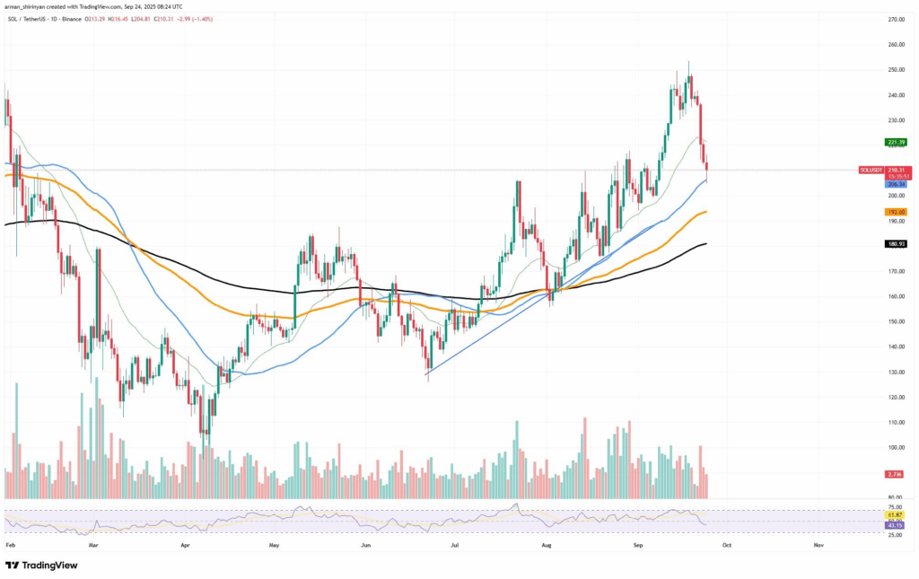 Solana Slips Toward Key $200 Support as Bears Take Control