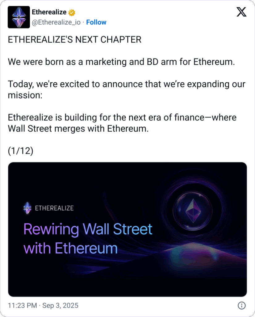 Etherealize Secures $40M to Push Ethereum Adoption on Wall Street
