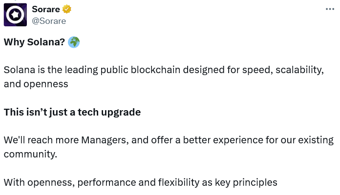Sorare Chooses Solana Over Ethereum Amid NFT Expansion Plans