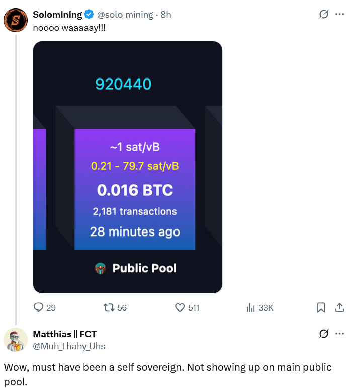 Solo Bitcoin Miner Wins $347K Block Reward, Showcasing Power of Decentralized Mining