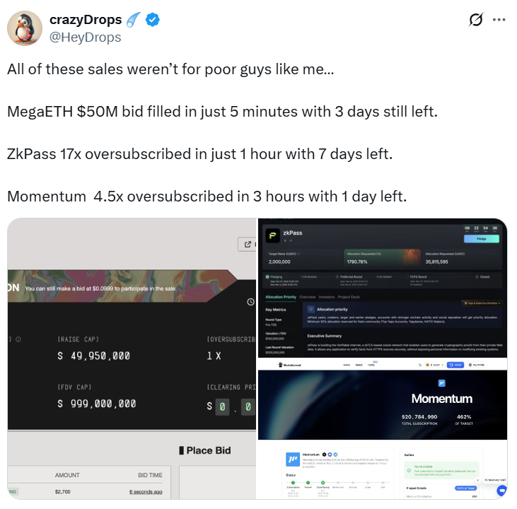 Crypto Token Sales Boom: zkPass, MegaETH, and Momentum Raise Over $1.4 Billion Combined