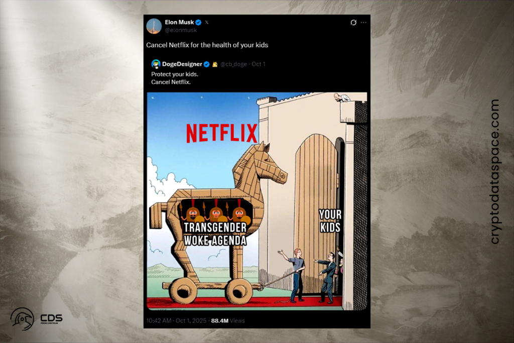 Elon Musk Targets Netflix in Cultural Clash: “Cancel Netflix for Your Kids”