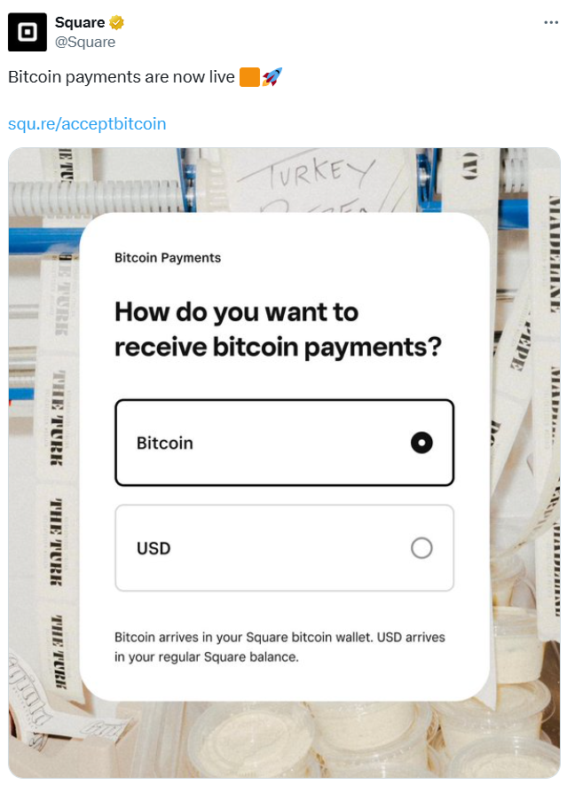 Jack Dorsey’s Square Rolls Out Bitcoin Checkout Feature for Sellers