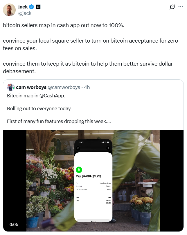 Jack Dorsey’s Square Rolls Out Bitcoin Checkout Feature for Sellers