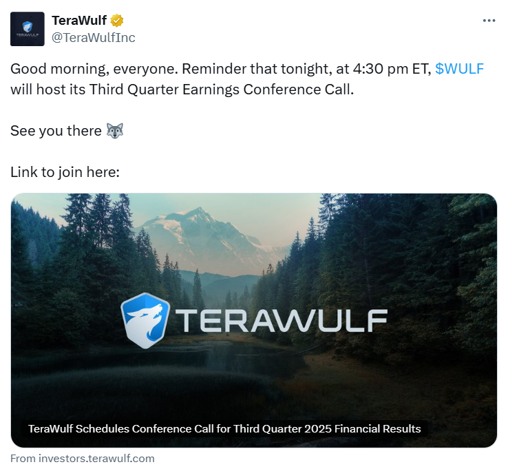 TeraWulf Q3 Revenue Nearly Doubles as Bitcoin Prices Soar and AI Ventures Expand