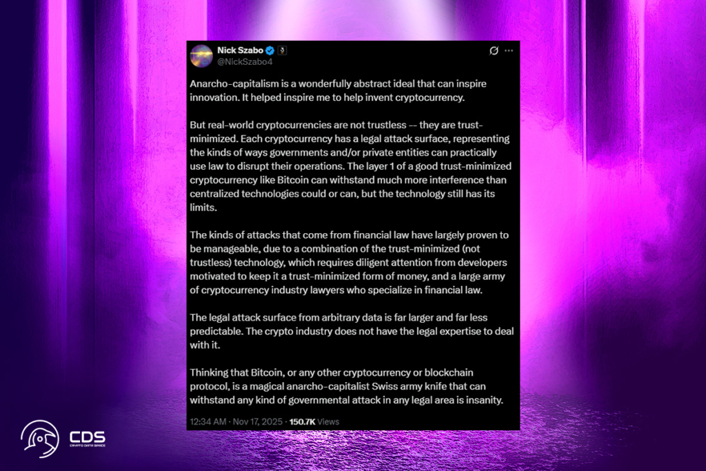 Bitcoin Under Threat: Szabo on Network Vulnerabilities and Legal Risks