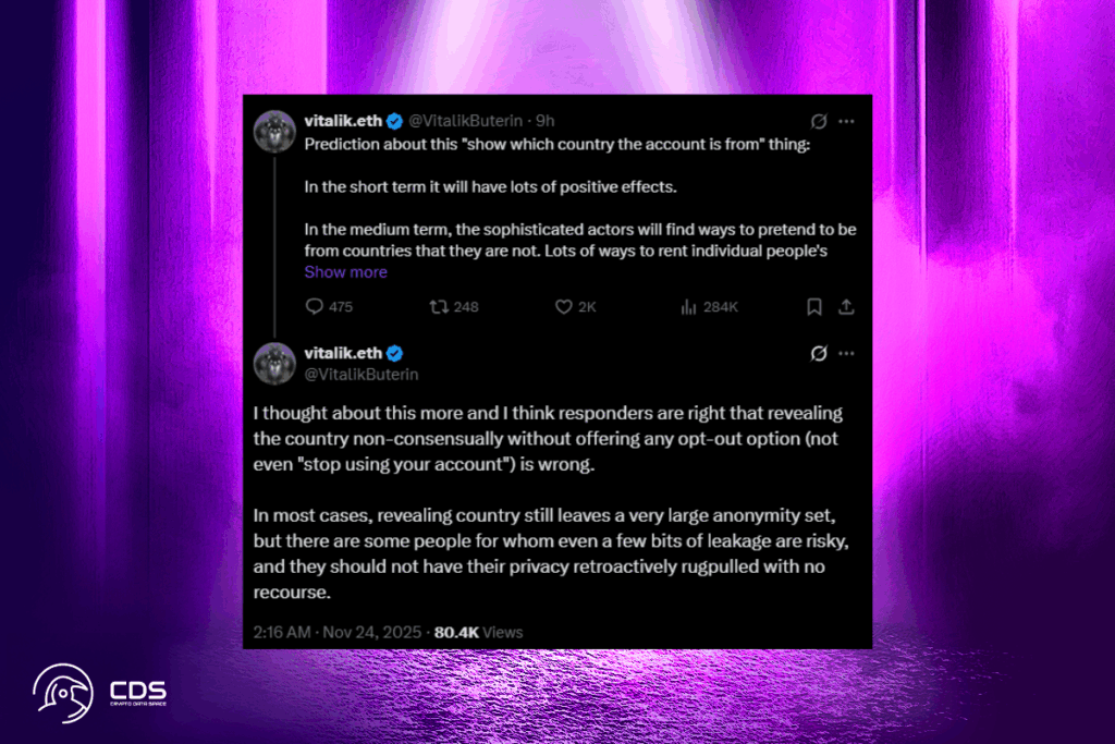 Buterin Joins Users in Warning About X’s Account Location Feature