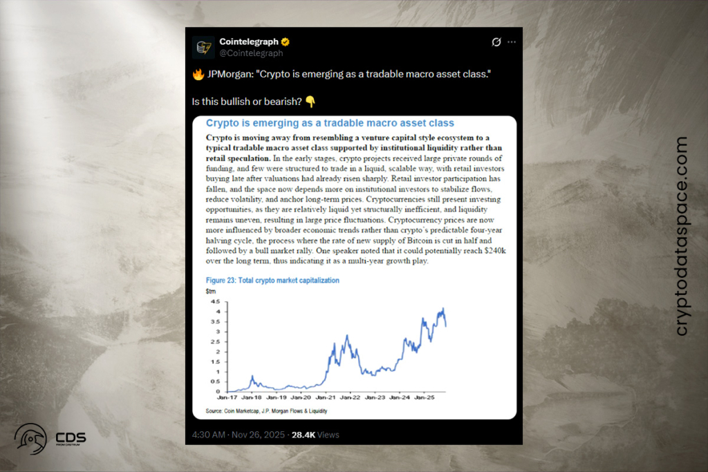 JPMorgan: Institutional Liquidity Drives Change in Crypto Markets