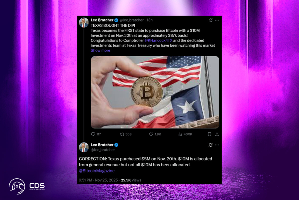 Texas Starts Buying Bitcoin: ETF and Self-Custody Purchases Begin