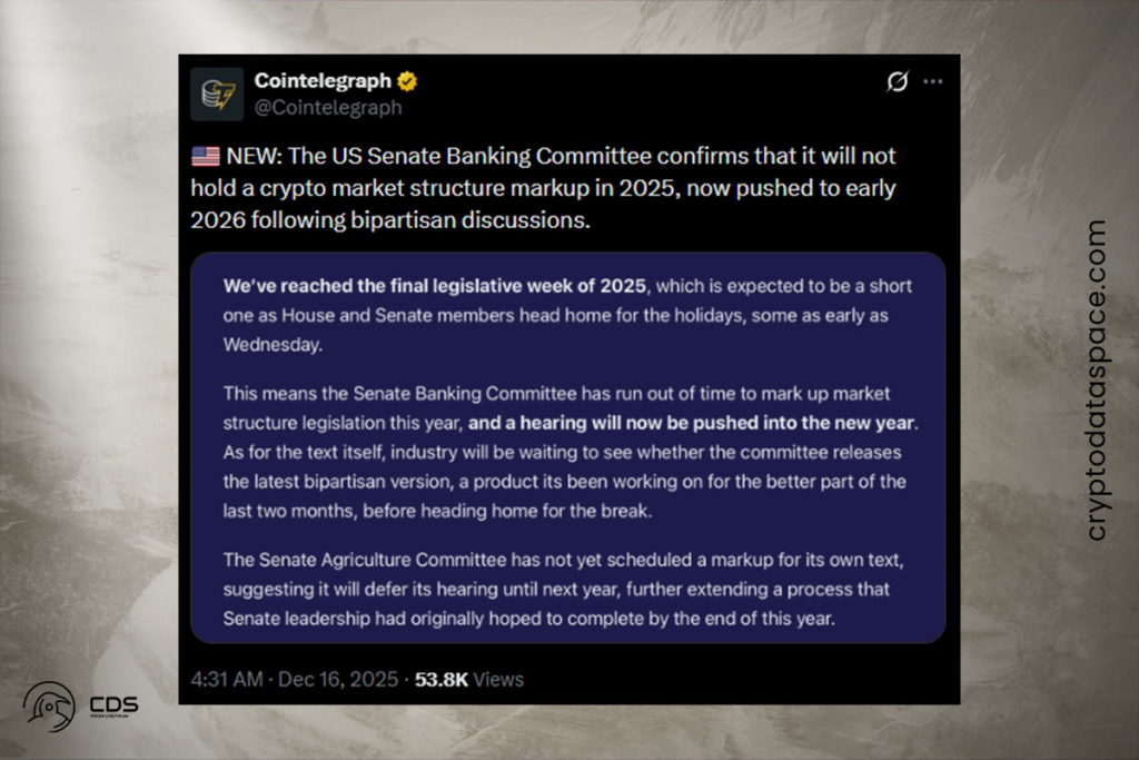 Crypto Regulation Setback: US Senate Postpones Key Regulation Vote