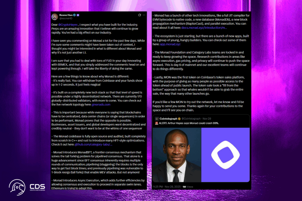 Monad CEO and Arthur Hayes Clash Over Token Valuation