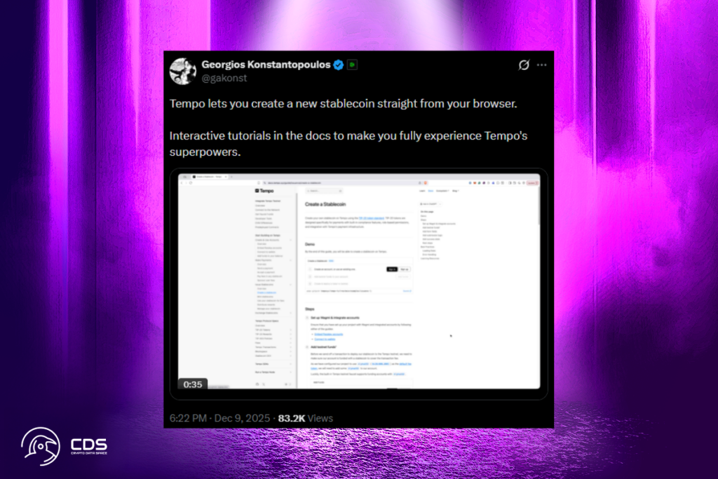 Tempo Testnet Introduces Easy Browser-Based Stablecoin Deployment