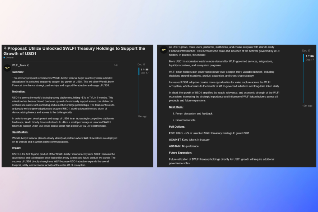 WLFI Signals Aggressive USD1 Expansion Plan Using Treasury Funds