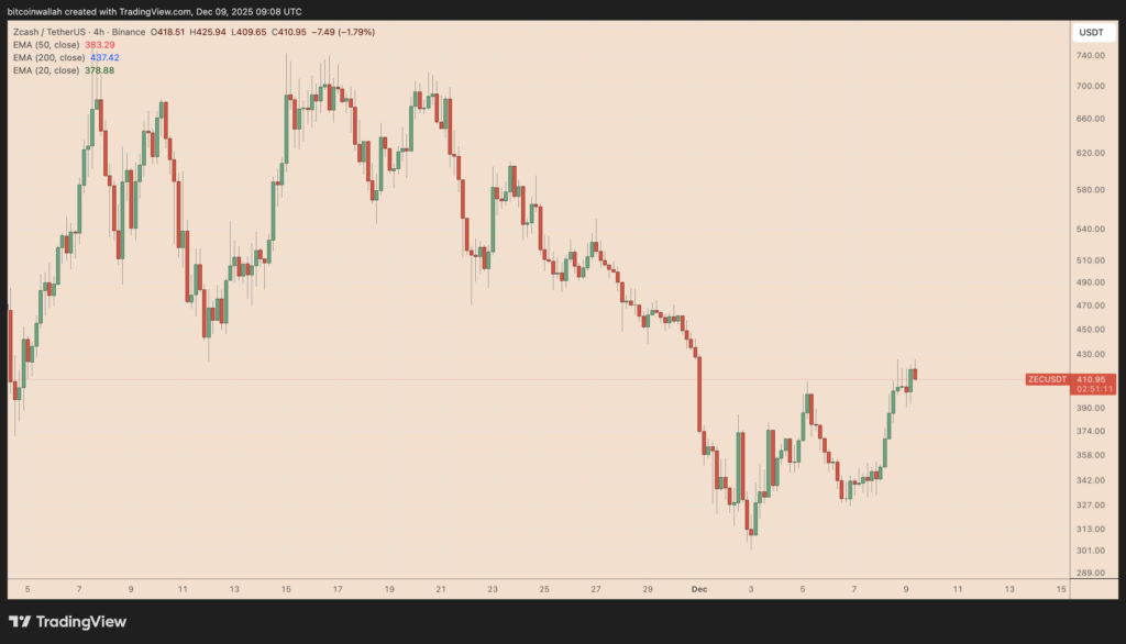 Zcash (ZEC) Shows Volatility Amid Double-Bottom and Bear Flag Signals
